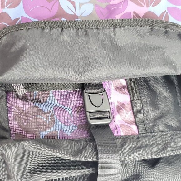 LL Bean Computer Messenger Bag Floral Black Purple Blue - Picture 5 of 9